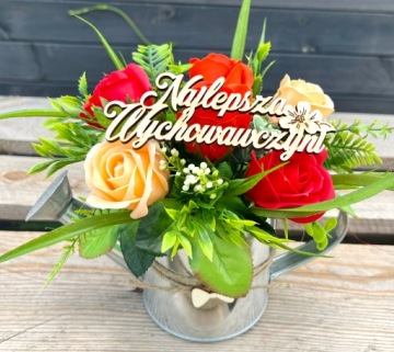 Мыльный букет роз в лейке Подарок учителю-учителю