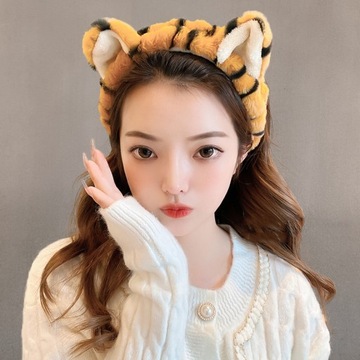 Женская повязка для волос TIGER FUZY, 2 шт., плюшевая повязка на голову для макияжа, эластичная эластичная головка