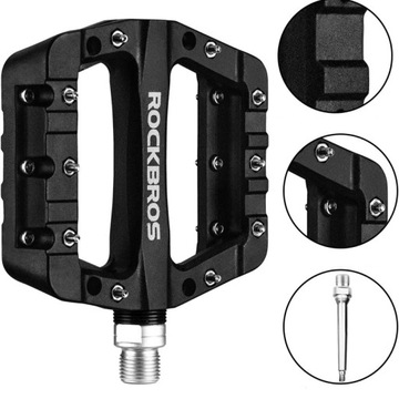 ВЕЛОСИПЕДНЫЕ ПЕДАЛИ НА ПЛАТФОРМЕ, ЧЕРНЫЕ, ЛЕГКИЕ, 9/16 ШТИФТОВ, MTB ТРЕККИНГ, НЕЙЛОН