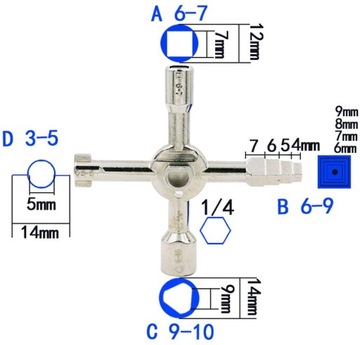 УНИВЕРСАЛЬНЫЙ КЛЮЧ ДЛЯ ЭЛЕКТРИЧЕСКИХ ШКАФОВ, РАСПРЕДЕЛИТЕЛЬНЫХ КОРОБОК, СТАЛЬ 10в1