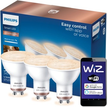 WiZ Philips Smart WiFi Spot PAR16 GU10 4.7W 37° 345Lm Tunable White, 3pcs p
