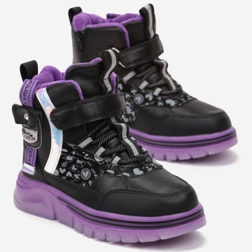 Born2Be Черно-фиолетовые ботильоны 29 Зимние из эко-кожи