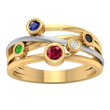 ЗОЛОТОЕ КОЛЬЦО С РАЗНОЦВЕТНЫМИ КАМНЯМИ ПР. 585
