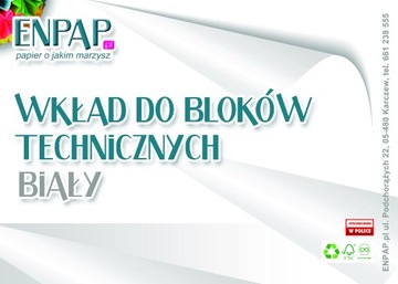 BLOK TECHNICZNY A4 BIAŁY ZAPAS WKŁAD 200 KAR