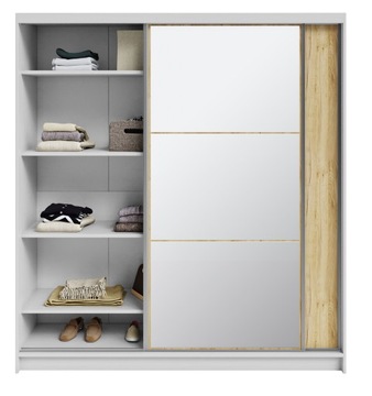 SZAFA dwudrzwiowa przesuwna DENVER 200 cm + drążek + półki CRAFT garderoba