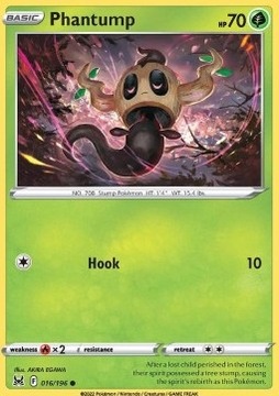 Oryginalna Karta Pokemon Lost Origin - Phantump LOR 016