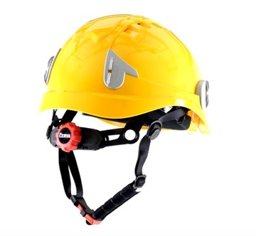 Строительная каска с очками ALPINWORKER качество CERVA желтая HV R. 53-66 см