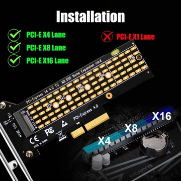 Адаптер M.2 NVMe — PCIe 4.0 X4 для твердотельных накопителей M.2 NVMe 22110/2280/2260/2242/2230