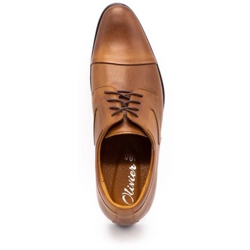 Buty męskie wizytowe pantofle skórzane P10 podwyższające brązowe 44