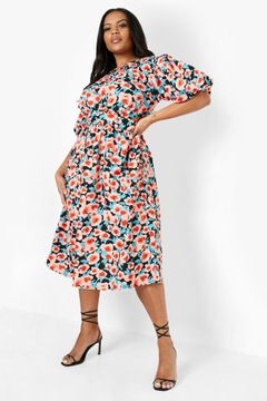 Boohoo sukienka midi w kwiaty na komunie XXL