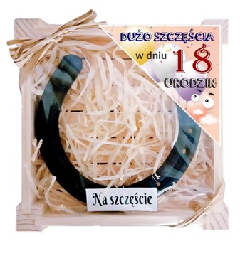 Podkowa na szczęście życzenia prezent Urodziny 18 i każde dedykacja