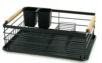 SUSZARKA DO NACZYŃ OCIEKACZ NACZYNIA CZARNA DREWNO