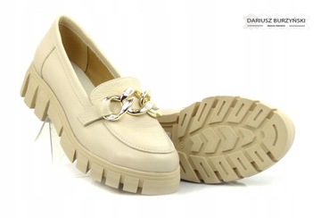 КОЖАНЫЕ ТУФЛИ 41 МОКАСИНЫ 173MŁ BEIGE J BURZYŃSKI