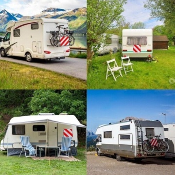 Предупреждающая табличка на багажник кемпера Италия Испания 50х50см