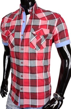 Koszula męska na krótki rękaw w kratkę K209 r. XXL