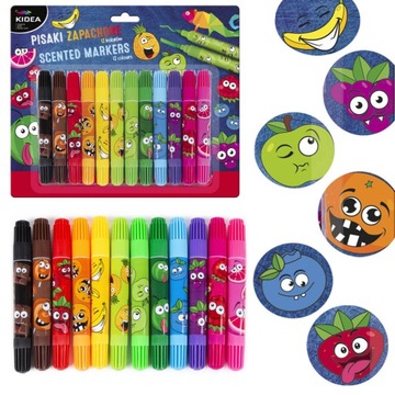 Pisaki zapachowe owocowe dwustronne Kidea 12 sztuk