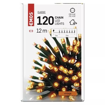 Lampki choinkowe 120 LED 12m EMOS vintage timer