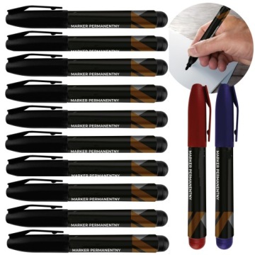 Перманентный круглый маркер черный несмываемый водостойкий набор микс 12шт