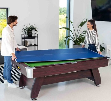 Stół do bilarda i tenisa 7FT 3w1 nakładka bilardowa biesiadna ping-pong