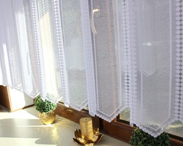 Zazdrostka Biała Nowoczesna Żakardowa Firanka Do Kuchni wysokość 70 cm
