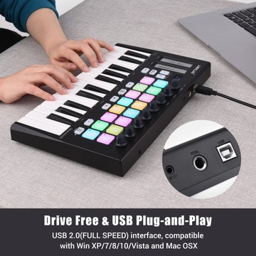 WORLDE Orca mini25 Портативный USB MIDI с 25 клавишами