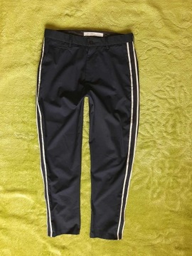 ZARA MAN chinosy do kostek z lampasami granatowe pas 78