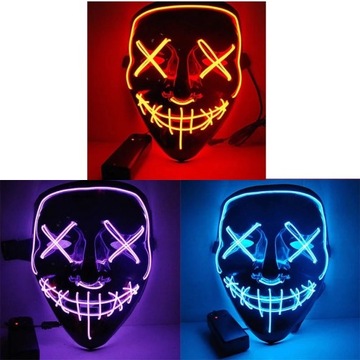 СВЕТОДИОДНАЯ МАСКА ДЛЯ НОВОГО ГОДА СВЕТЯЩАЯСЯ СВЕТОДИОДНАЯ МАСКА СТРАШНАЯ ВЕЧЕРИНКА МАСКА КРАСНАЯ