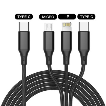 3 w 1 USB C do Micro USB typ C PD kabel do iPhone