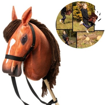 Konik na kiju koń na patyku rozmiar A3 - Hobby Horse Skippi KARMELOWY
