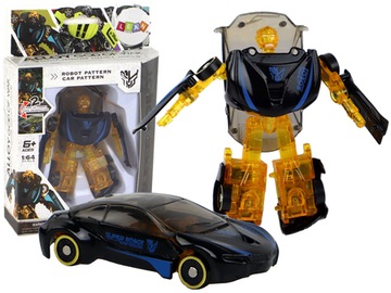 Super Robot Samochód 2w1 Transformacja Skala 1:64 Czarne