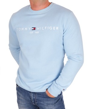 BLUZA TOMMY HILFIGER MĘSKA DUŻE LOGO KLASYCZNA BŁĘKITNA M