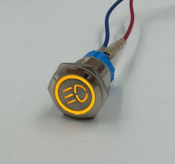 Przycisk światła mijania krótkie 16mm podświetlany LED 12V 24V SPDT bi