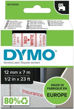 DYMO ETYKIETA TAŚMA D1 12mm Biała S0720550 / 45015