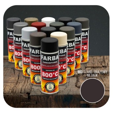 FARBA ŻAROODPORNA W SPRAYU DO PIECA 400 ML HANSA SZARO-BRĄZOWY METALIK 800°