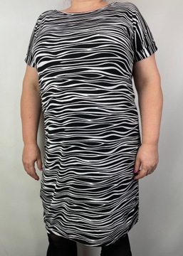 Sukienka dopasowana wiązana czarno-biała zebra MICHAEL KORS r. 2/3XL