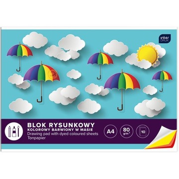 BLOK RYSUNKOWY KOLOROWY BARWIONY W MASIE A4 x 10