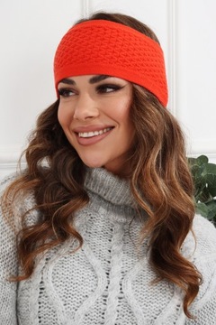 ЖЕНСКАЯ ПОВЯЗКА НА УШИ КРУЖКИ ТЮРБАН ТЕПЛАЯ ШАПКА ШИРОКАЯ ОРАНЖЕВАЯ