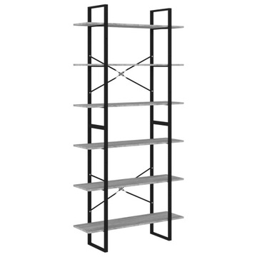 REGAŁ NA KSIĄŻKI BIBLIOTECZKA Półka Szafka szary dąb sonoma, 100x30x210 cm