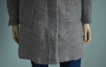 Płaszcz XS wełna futrzany włochaty jesionka prosty teddy alpaka zimowy midi