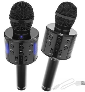 Mikrofon czarny karaoke z głośnikiem