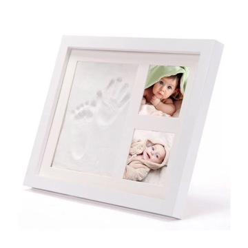 RAMKA NA ZDJĘCIA Z GLINKĄ NA ODCISK STÓP RĄCZKI PREZENT NA BABYSHOWER