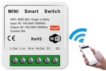 MINI PRZEŁĄCZNIK DOPUSZKOWY SCHODOWY WiFi 2 CH 16A TUYA SMART