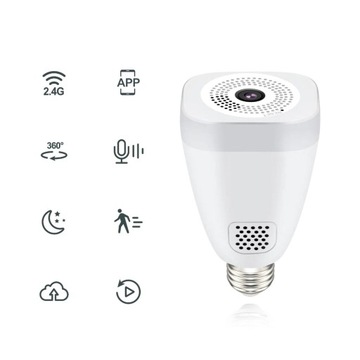 ЛАМПОЧКА КАМЕРЫ E27 IP WIFI FULL HD 3MPX LED 360°