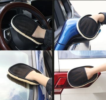 Rękawica do mycia polerowania samochodu auta wełniana