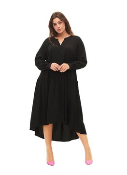 ZIZZI SZYKOWNA CZARNA SUKIENKA MIDI PLUS SIZE 000H 48