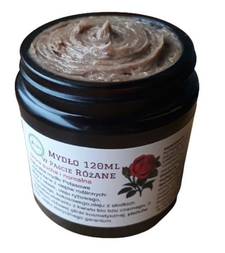 Naturalne Mydło Potasowe w Paście Różane 120 ml cera sucha,naczynkowa