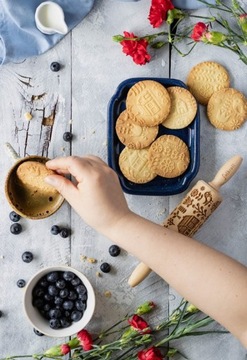 деревянная скалка для детей, узор ПАСХА, КРОЛИКА, ЯЙЦА, 43см