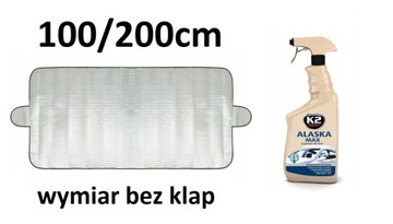 ZESTAW OSŁONA PRZECIWSZRONOWA MATA NA SZYBĘ 100x200cm + ODMRAŻACZ K2 ALASKA