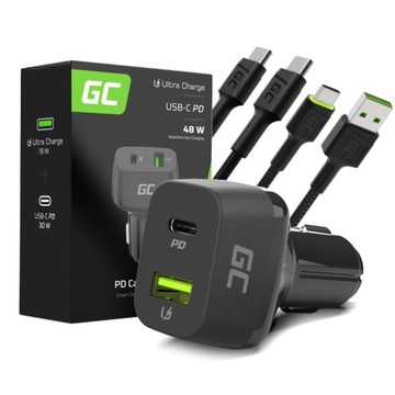Zestaw do ładowania w samochodzie Ładowarka USB-C USB 48W + 2x Kabel USB-C
