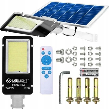 LAMPA SOLARNA 2400W LATARNIA OGRODOWA NA SŁUP PANEL ULICZNA 1014LED + PILOT